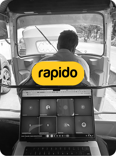 Working from inside a Rapido auto rickshaw